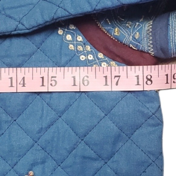 Rapsodia Quilted Embroidered Modelo/Art Artsy Granny Sequined Blue Jacket - Picture 12 of 14